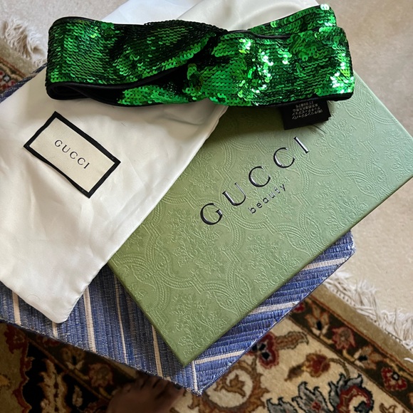 GUCCI - Green Sequin Knot Headband - Picture 12 of 12